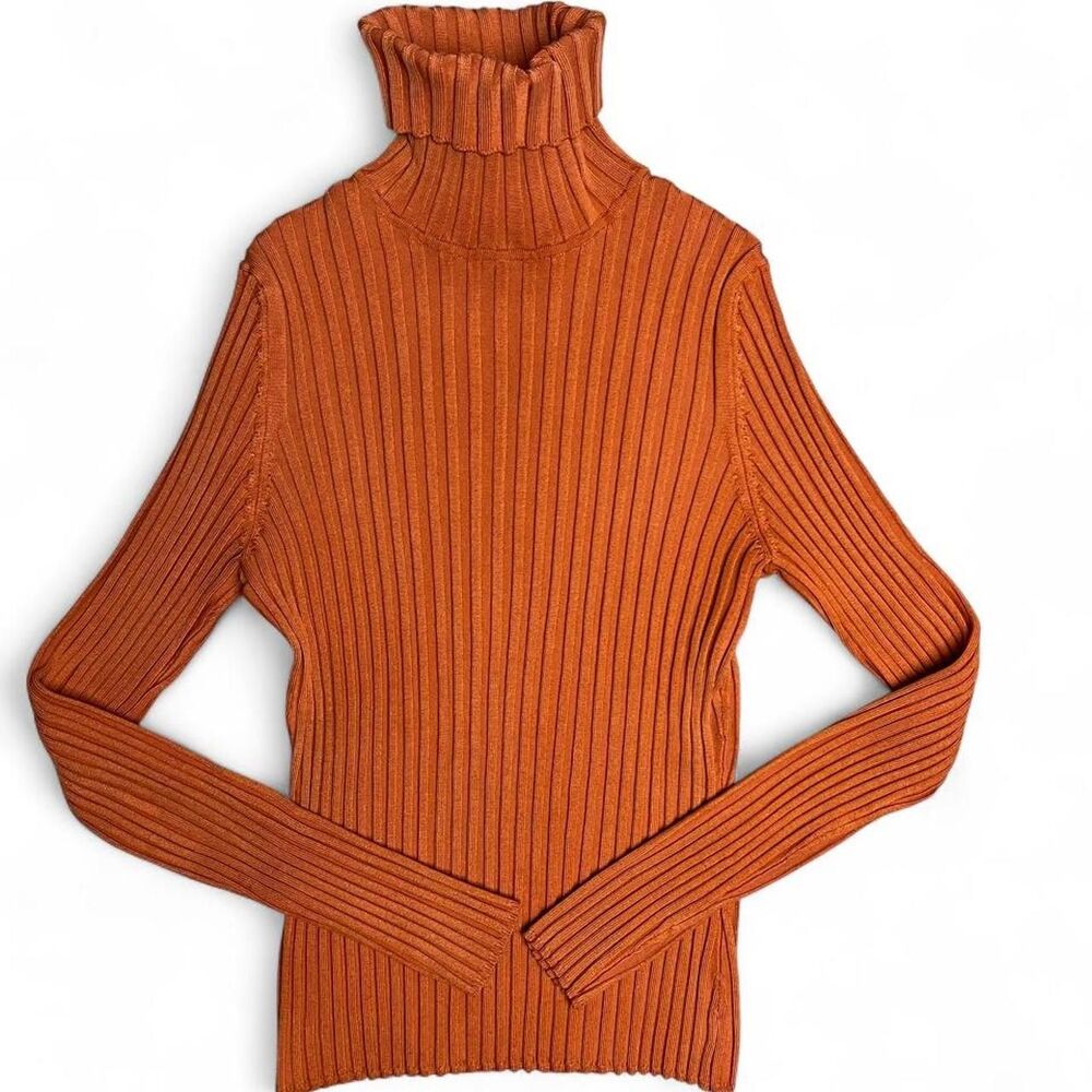 Inc International Concepts Women's Burnt Orange Ribbed Stretchy Turtleneck